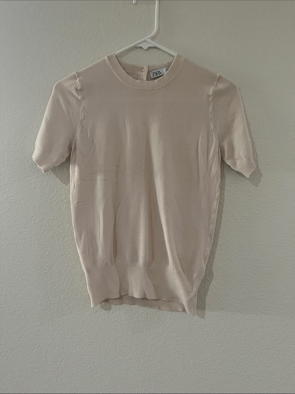 Zara Short Sleeve Knit Top - Beige